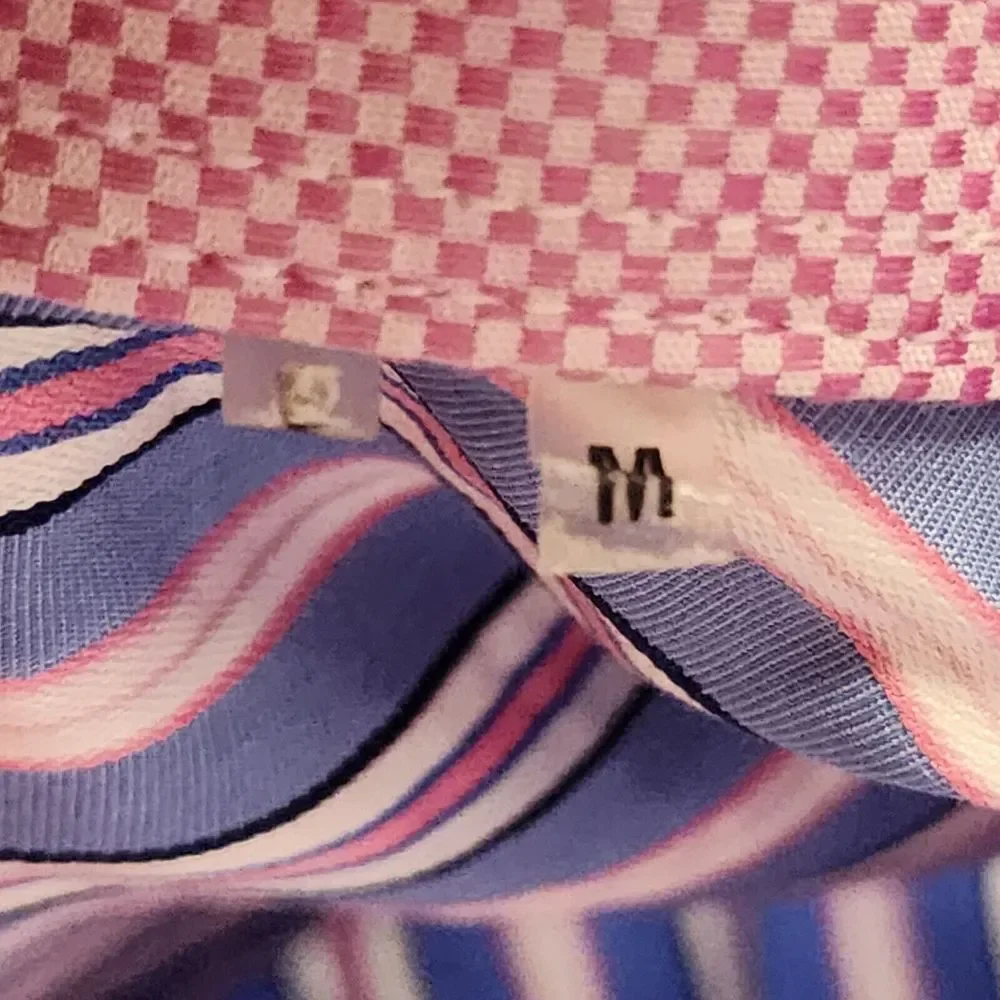 Bugatchi Mens Size Medium Long‎ Sleeve Button Down Blue/Pink Stripes